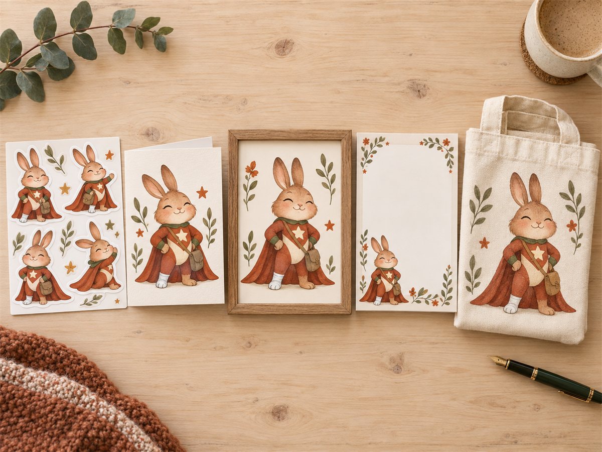 An Etsy shop front showing several products with the same character