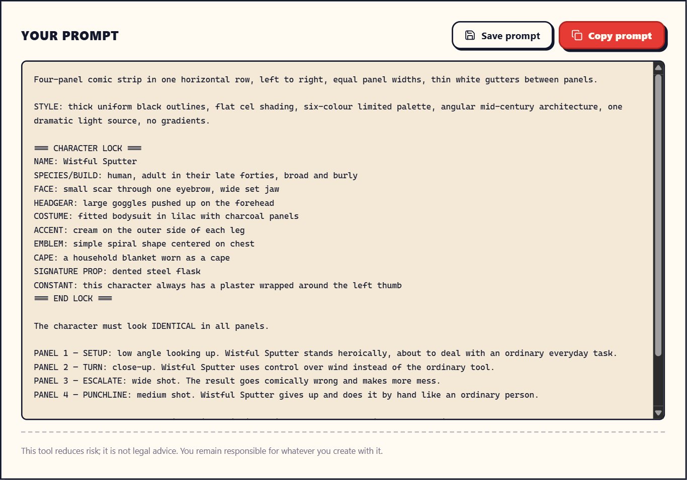 The finished prompt with the Copy button