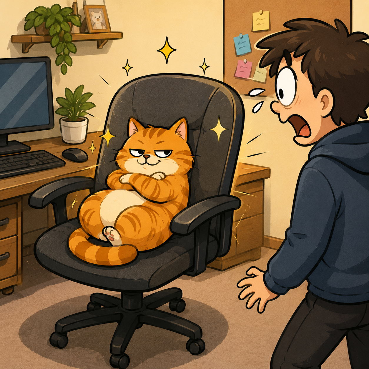 Funny cat stealing the owner's chair