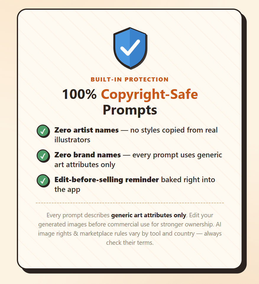 Copyright-safe prompts — zero artist and brand names