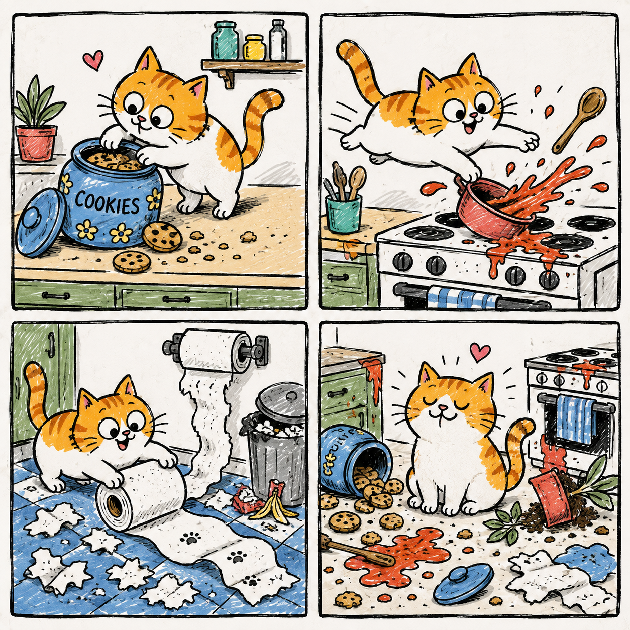 Doodle marker sketch pet comic