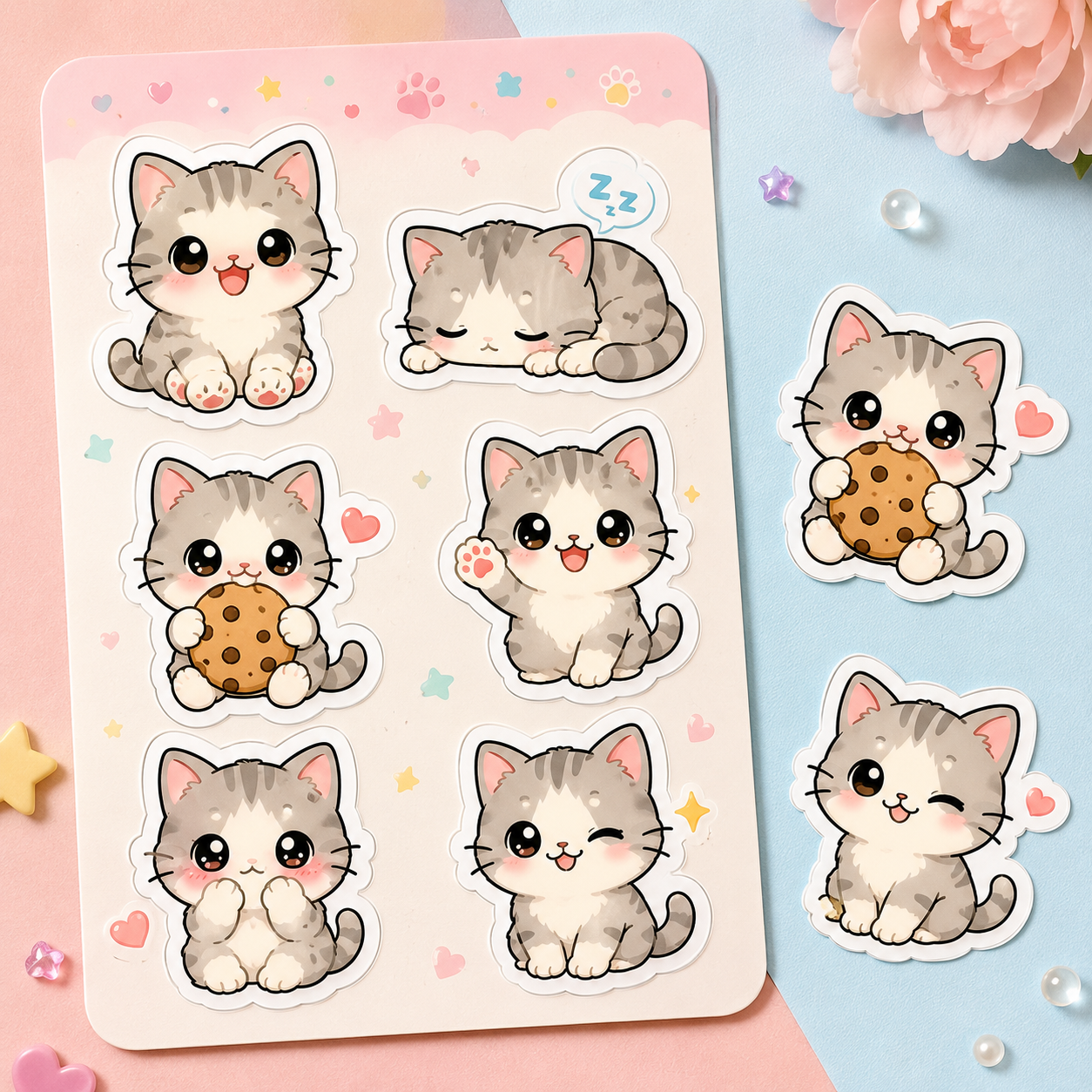 Etsy sticker-pack listing in Kawaii style