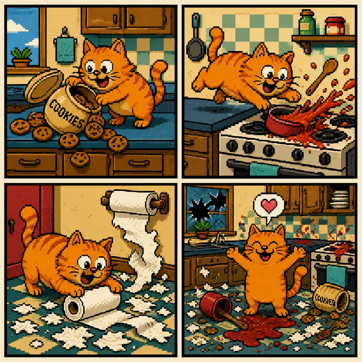 Pixel art 8-bit pet comic