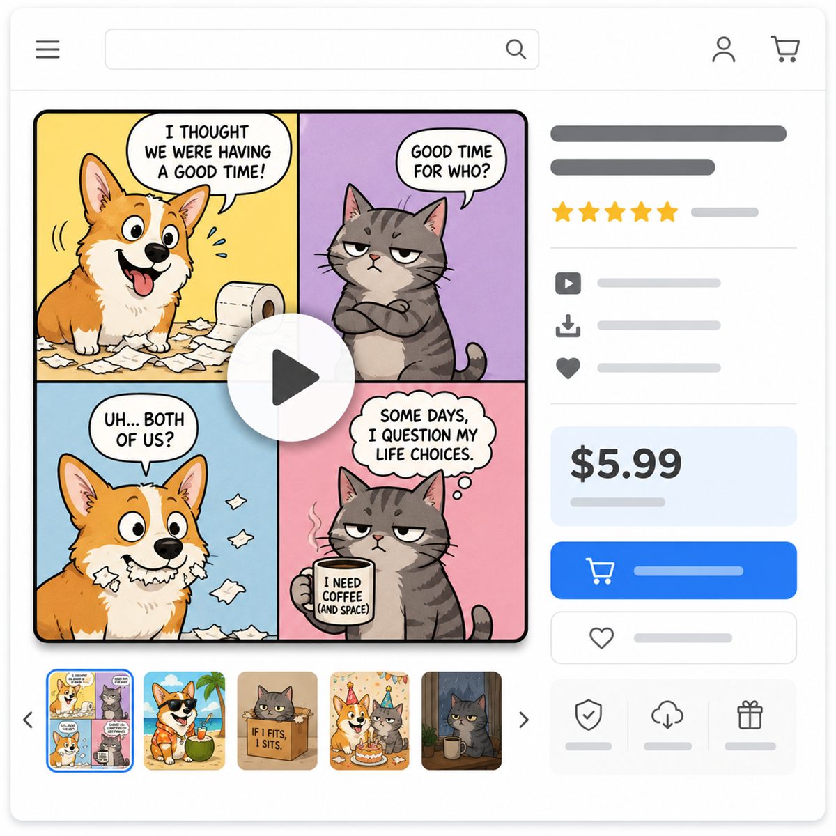 Etsy listing with a video thumbnail