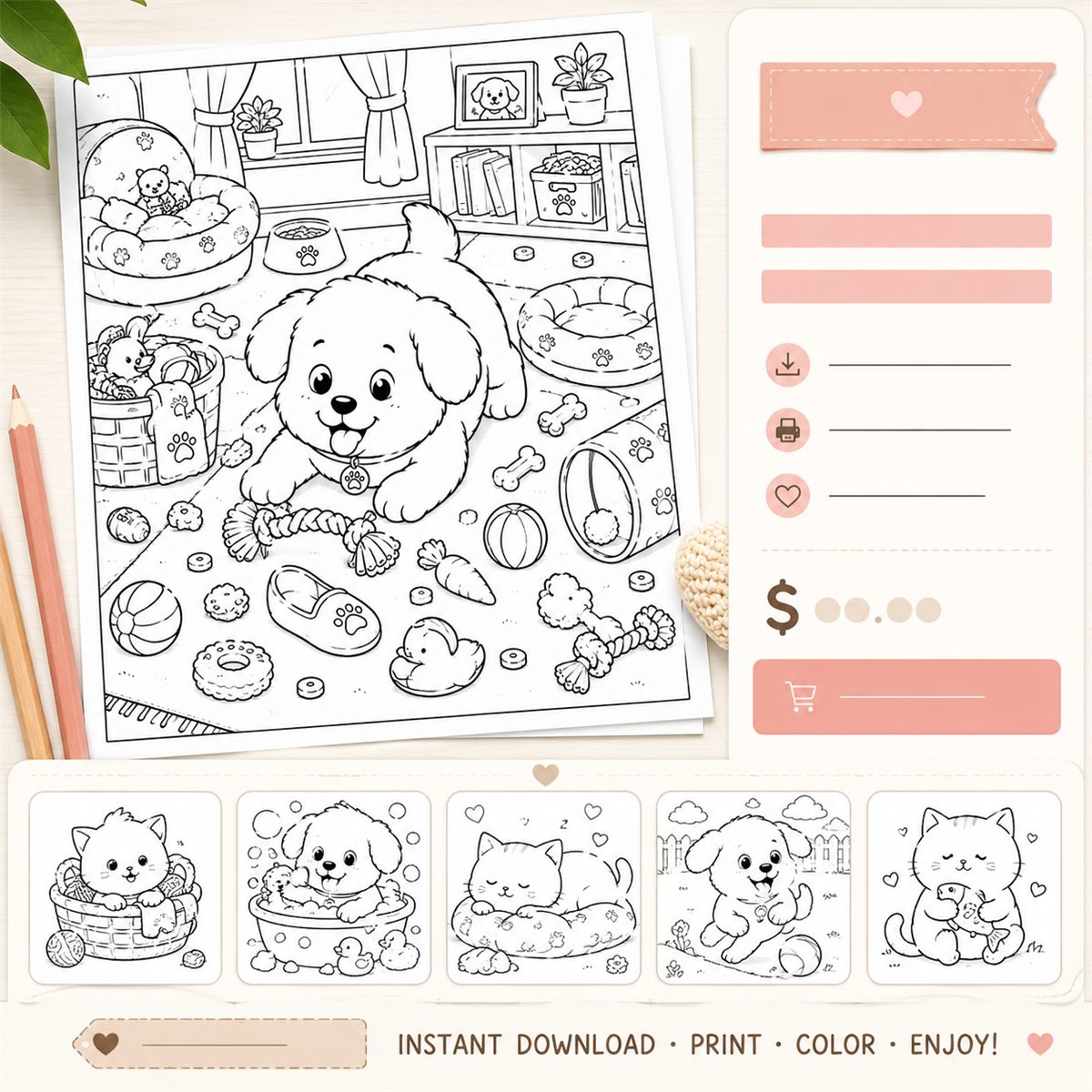 Etsy coloring-printable listing