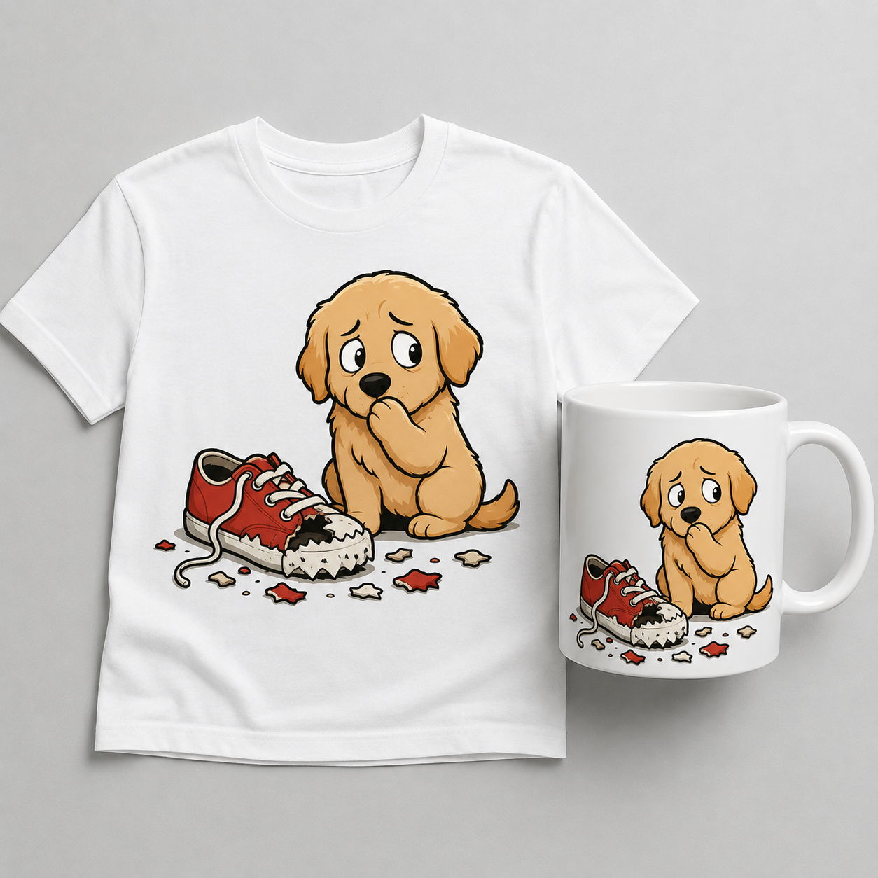 T-shirt and mug POD mockup