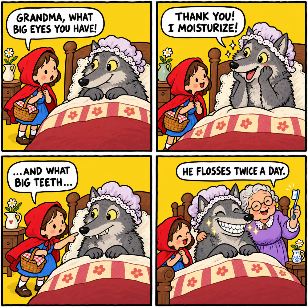 A four-panel comic in a 2×2 grid