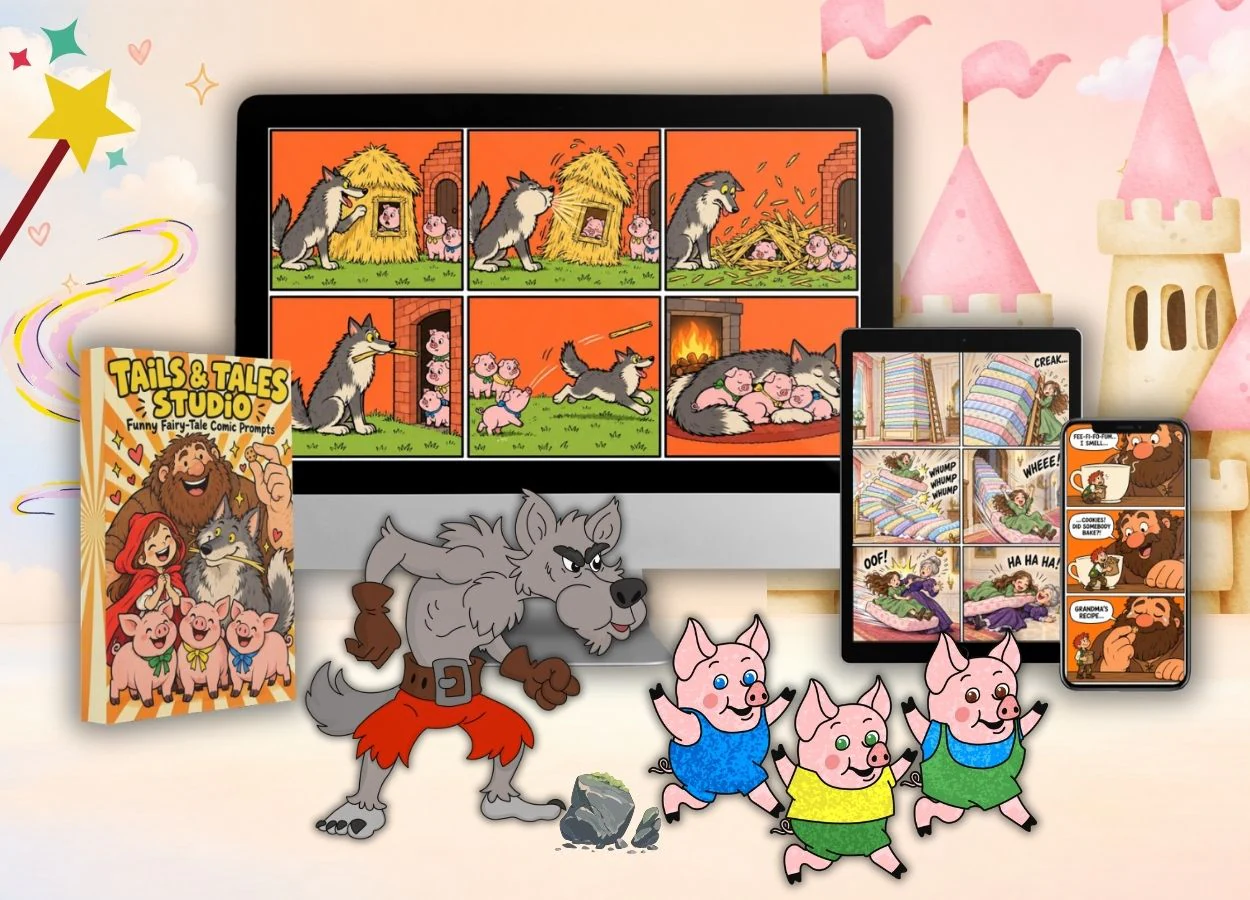 Tails & Tales Studio on a laptop, phone and tablet